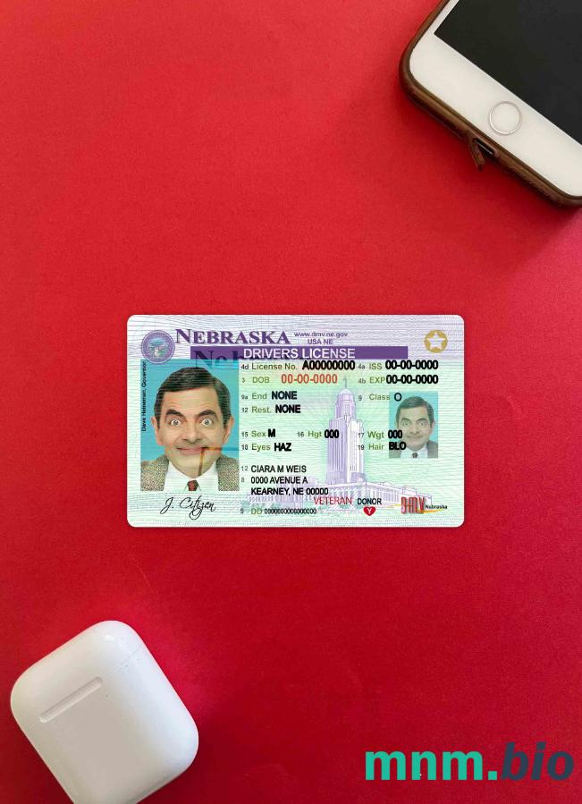 USA Nebraska prawo jazdy photolook, wygląd skanu i fotorealistyczny, 2 w 1